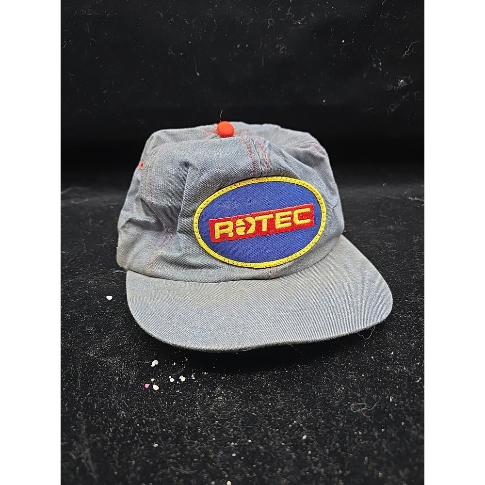 Vtg Denim Rotec Concrete Construction  Snapback Trucker Hat K Products USA